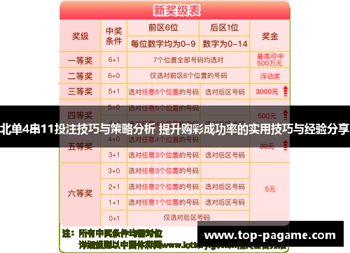 北单4串11投注技巧与策略分析 提升购彩成功率的实用技巧与经验分享